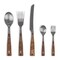 Petromax 5-Piece Camping Cutlery Set, Durable Stainless Steel Silverware with Walnut Wooden Handles, Portable Reusable Flatware for Travel and Backpacking